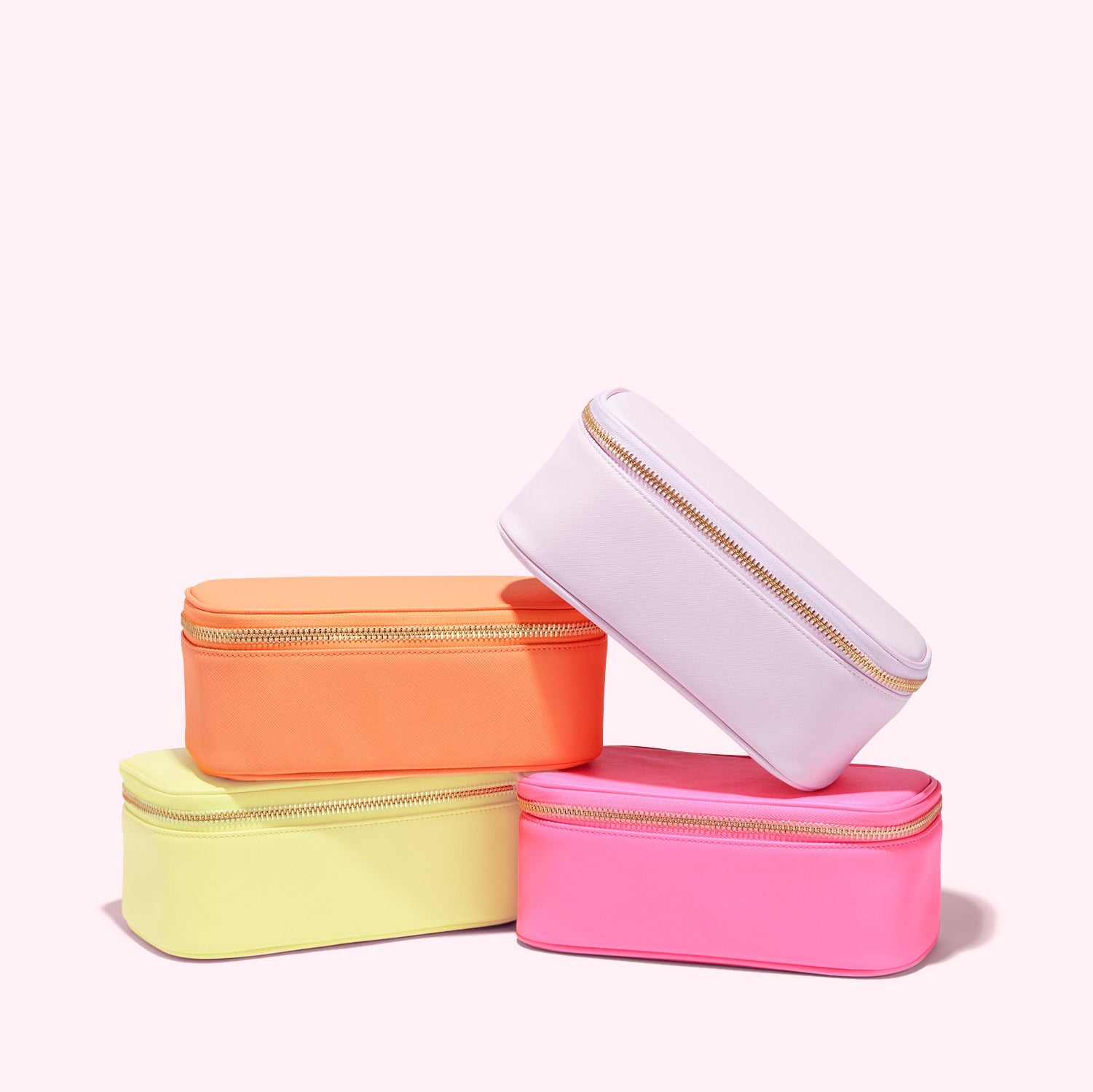 Textured Open Top Mirror Pouch | Flamingo