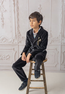 Boys | Charlie Velour Tuxedo Pants | Black