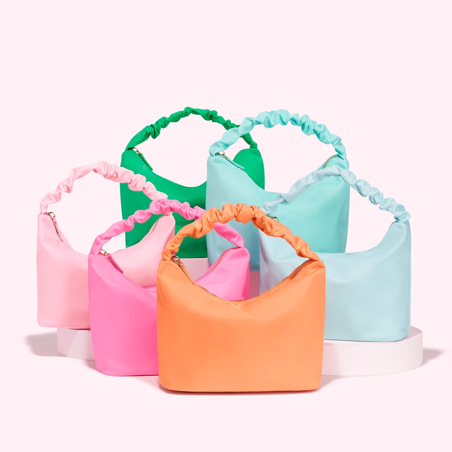 Nylon Scrunch Handle Bag | Sky