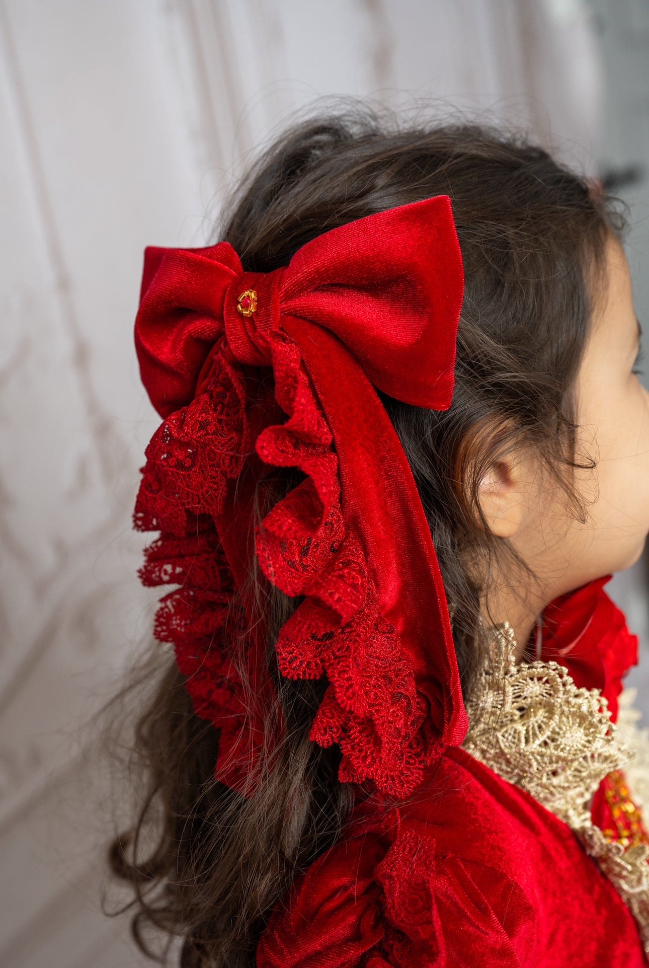 Victoria Red Velvet Hair Bow | Red