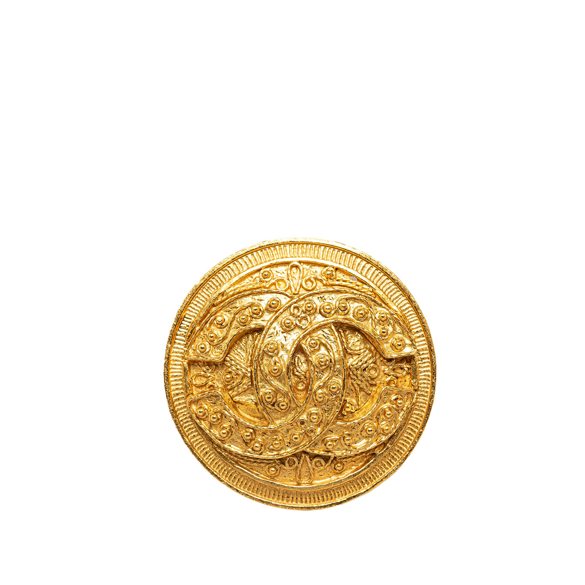 Chanel | Pre-Owned CC Round Brooch | Gold