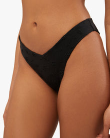 Delilah Eyelet Bikini Bottom | Black