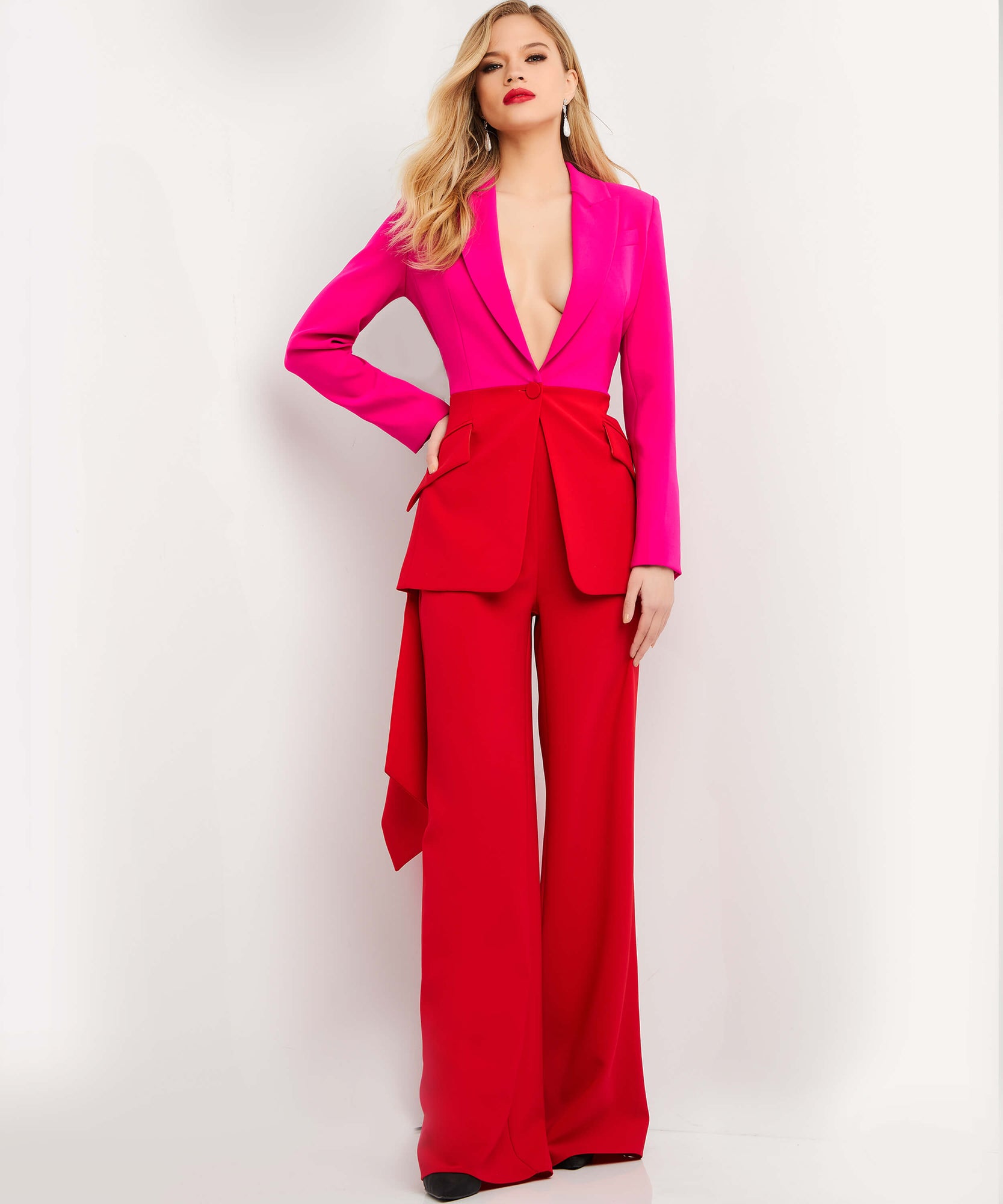 Contemporary Pant Suit | Red/Fuchsia