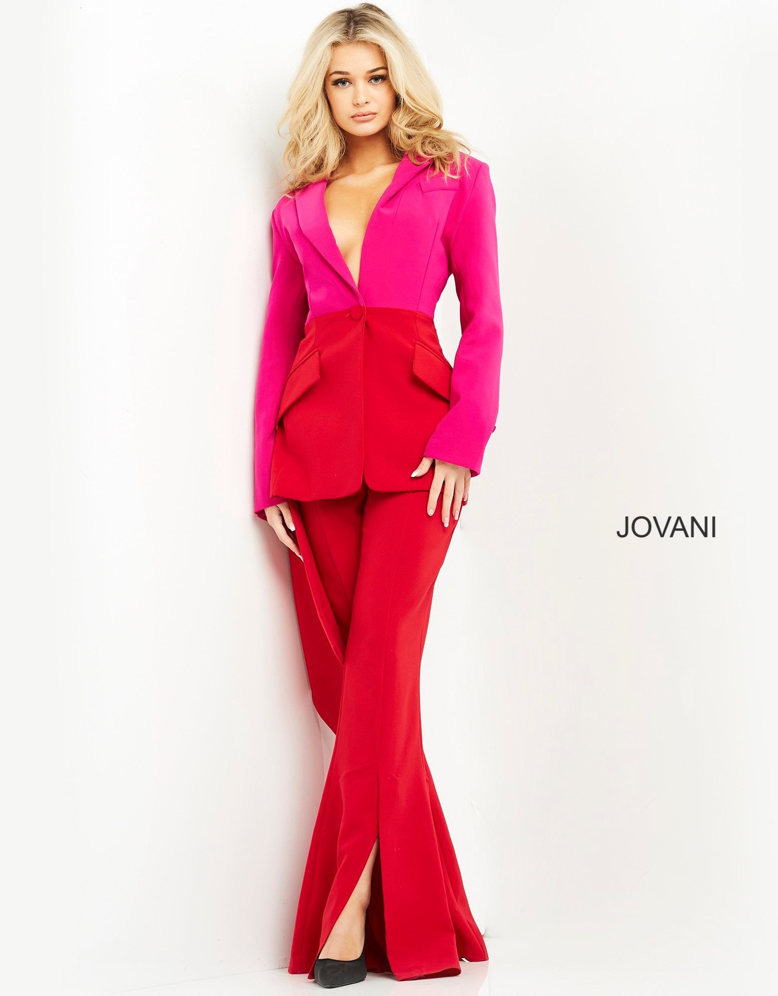 Contemporary Pant Suit | Red/Fuchsia
