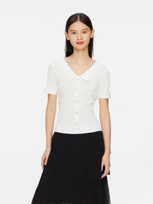 Ribbed Knit Top | White
