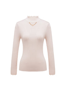 Wool Fit Long-Sleeves Sweater Top | White
