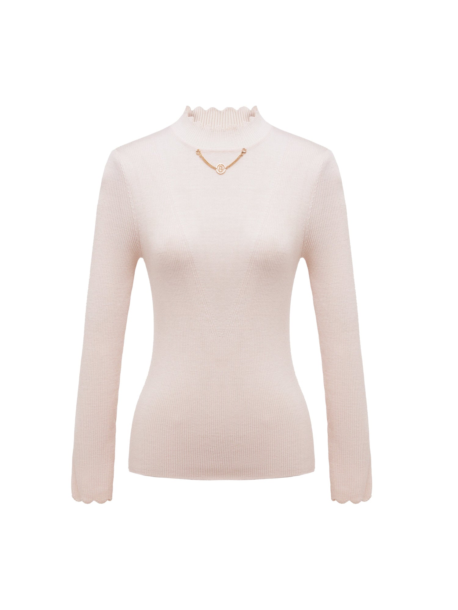 Wool Fit Long-Sleeves Sweater Top | White