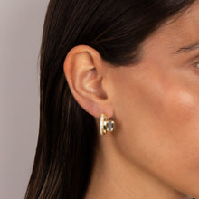 CZ Emerald Bezel Double Row Huggie Earring - Adina's Jewels