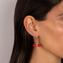 Red Enamel Dangling Cherry Huggie Earring - Adina's Jewels