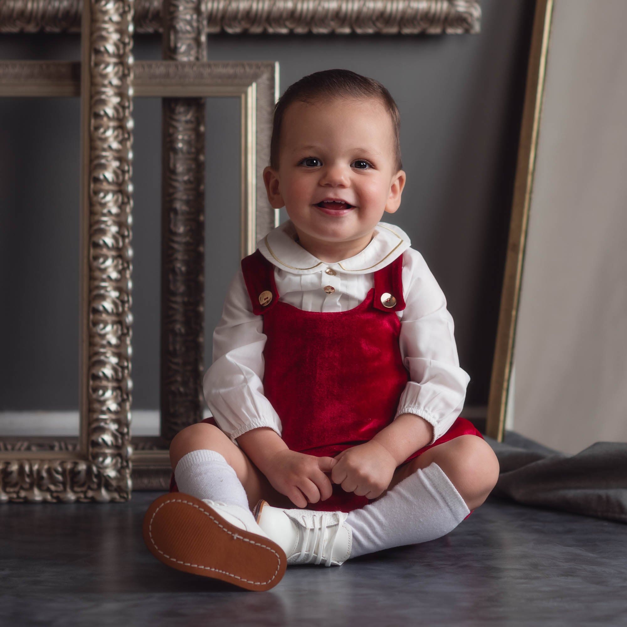 Baby Boys | Victor Ceremony Romper and Shirt | White x Red