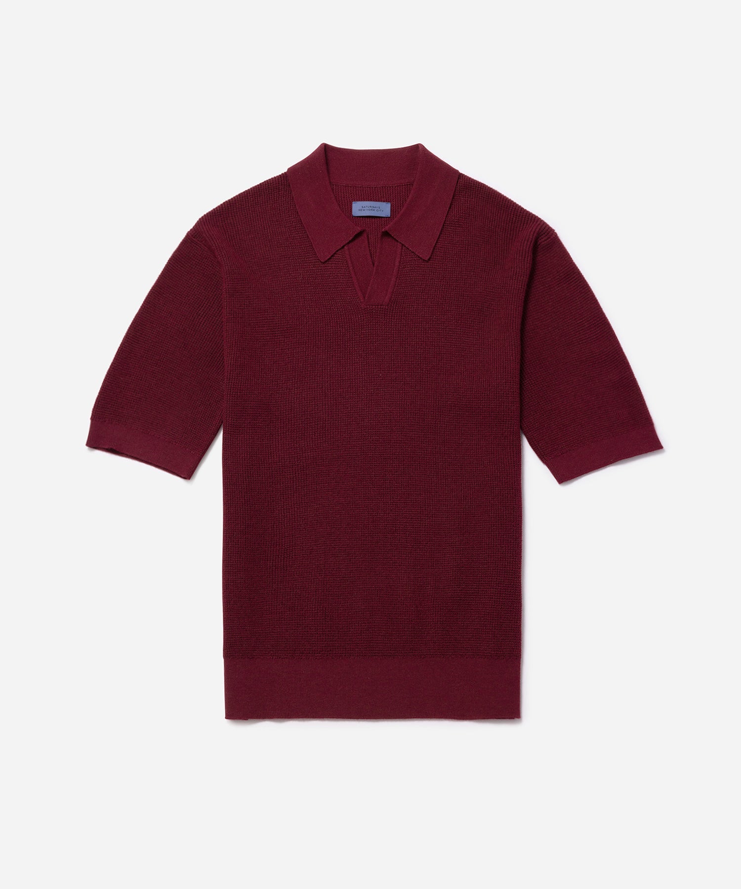 Mens | Alex Merino Wool Open Placket Polo | Rhubarb