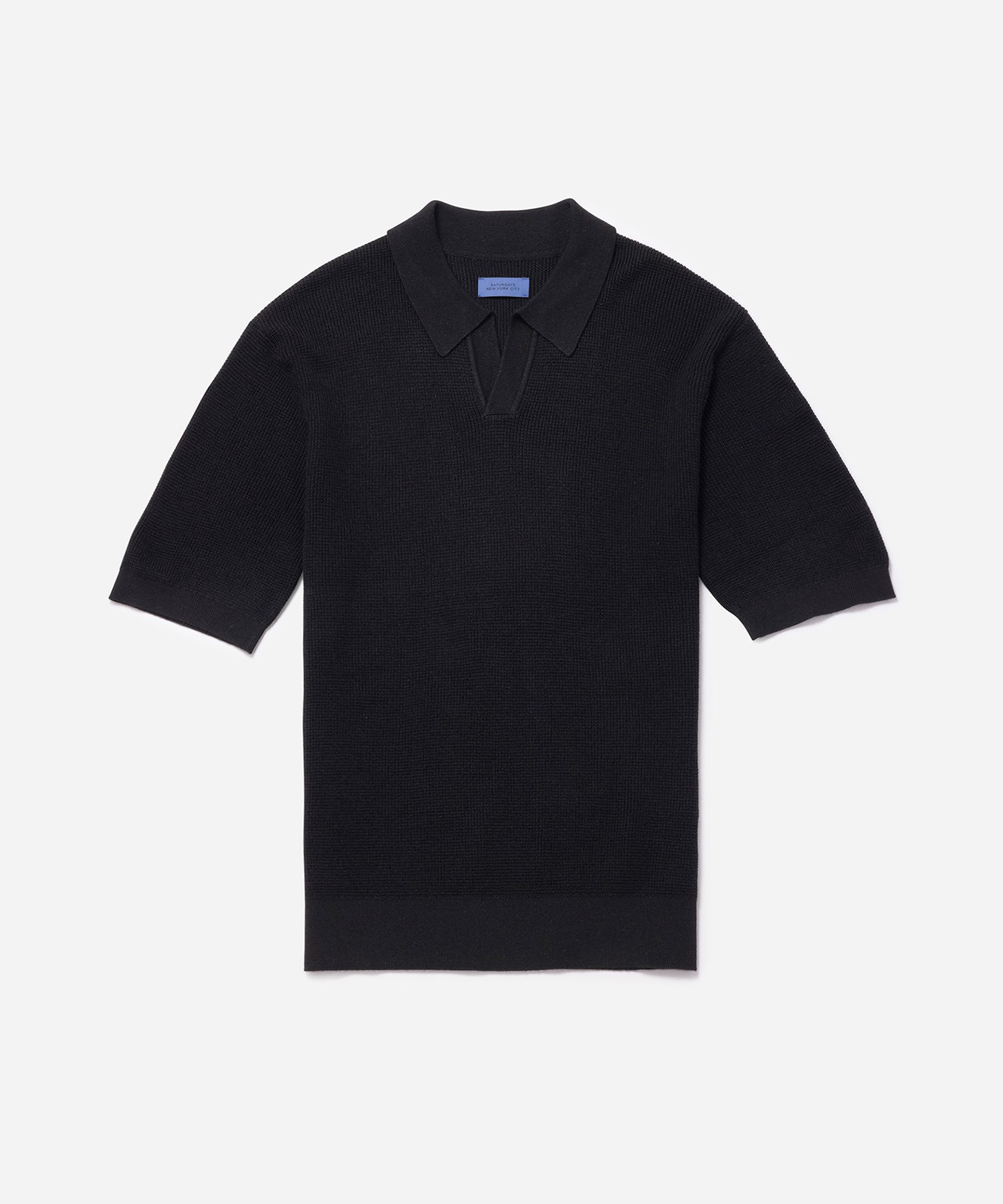Mens | Alex Merino Wool Open Placket Polo | Black