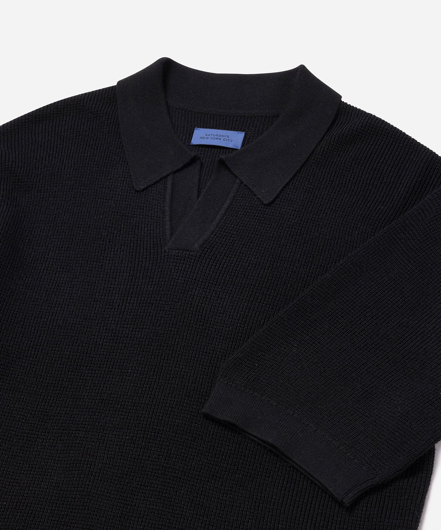 Mens | Alex Merino Wool Open Placket Polo | Black