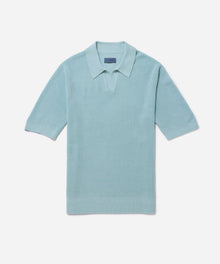 Dusty Turquoise | Alex Merino Wool Open Placket Polo