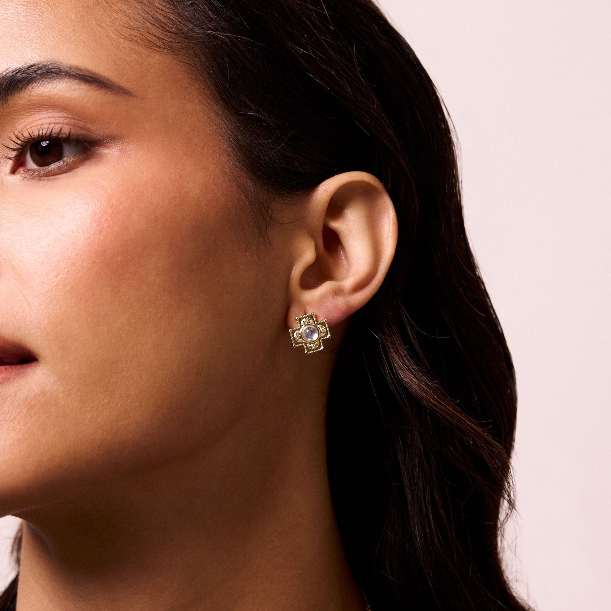 Chambers Earrings | Opal/Clear Crystal | 14K Gold Plated