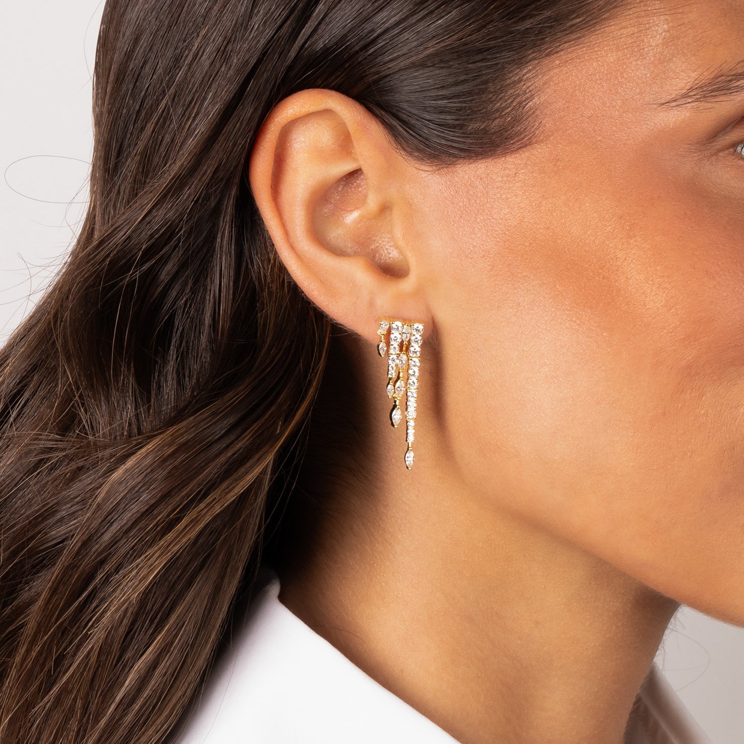 CZ Chandelier Dangling Drop Stud Earring - Adina's Jewels