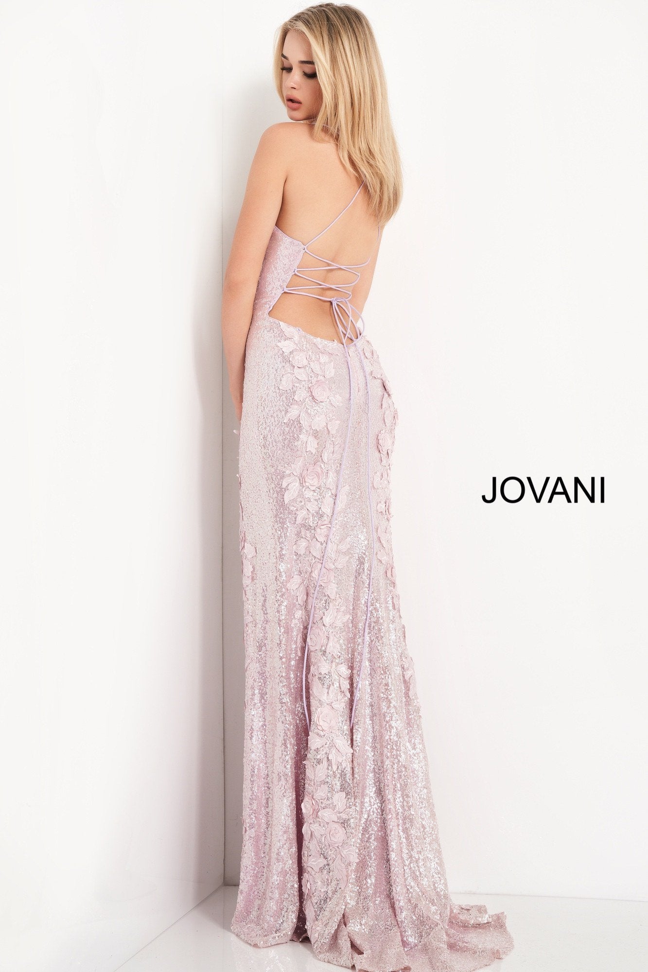 Sweetheart Neck Floral Prom Dress | Ice Pink