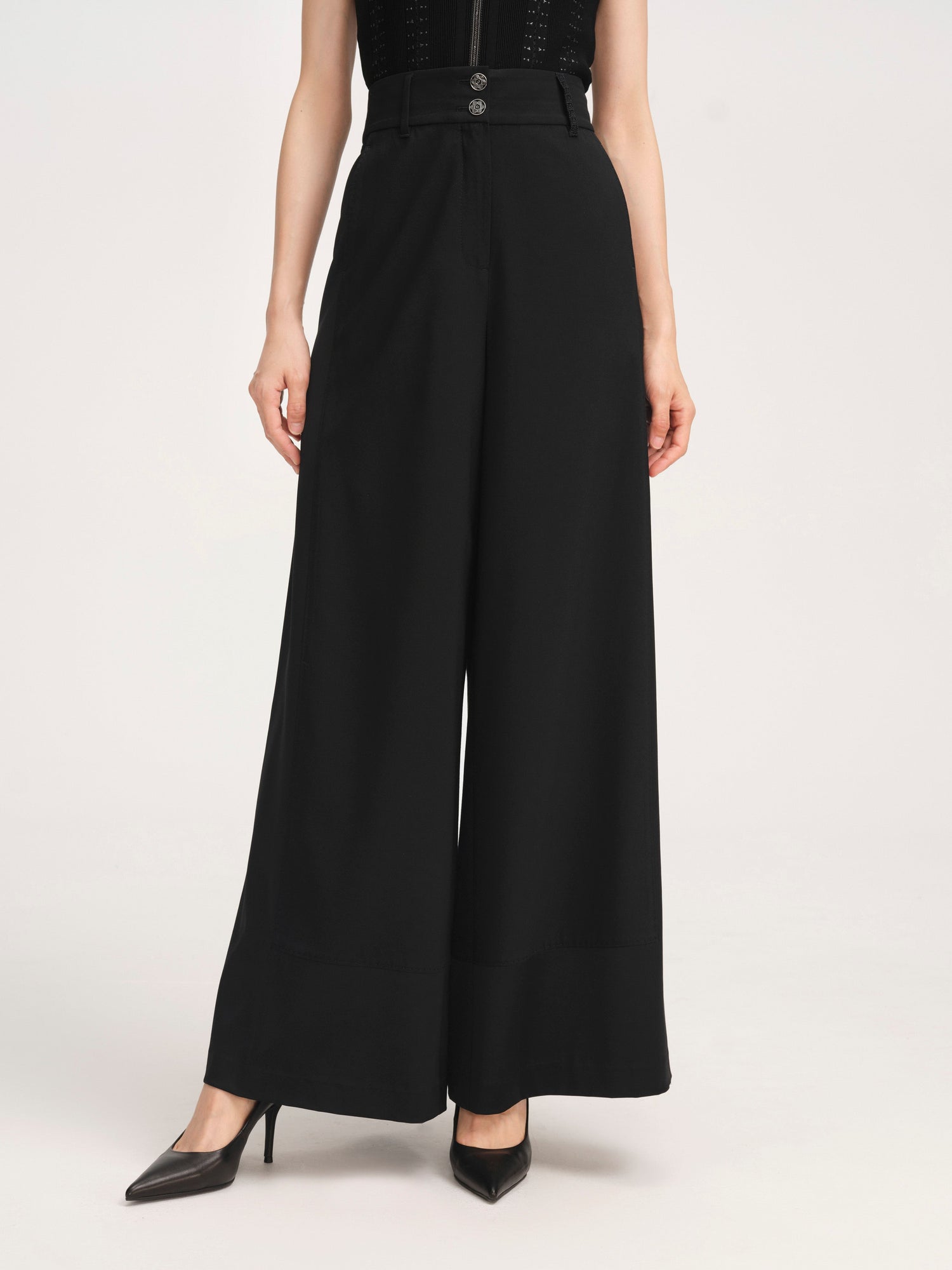 High-Waisted Wide Leg Pants | Black