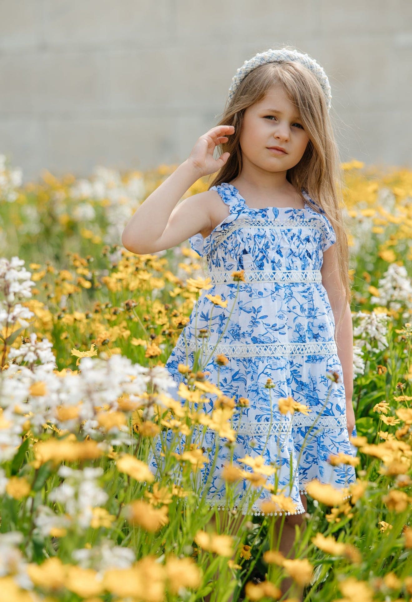 Baby Girls | Jaylin and Linen Sleeveless Summer Dress | Blue & White