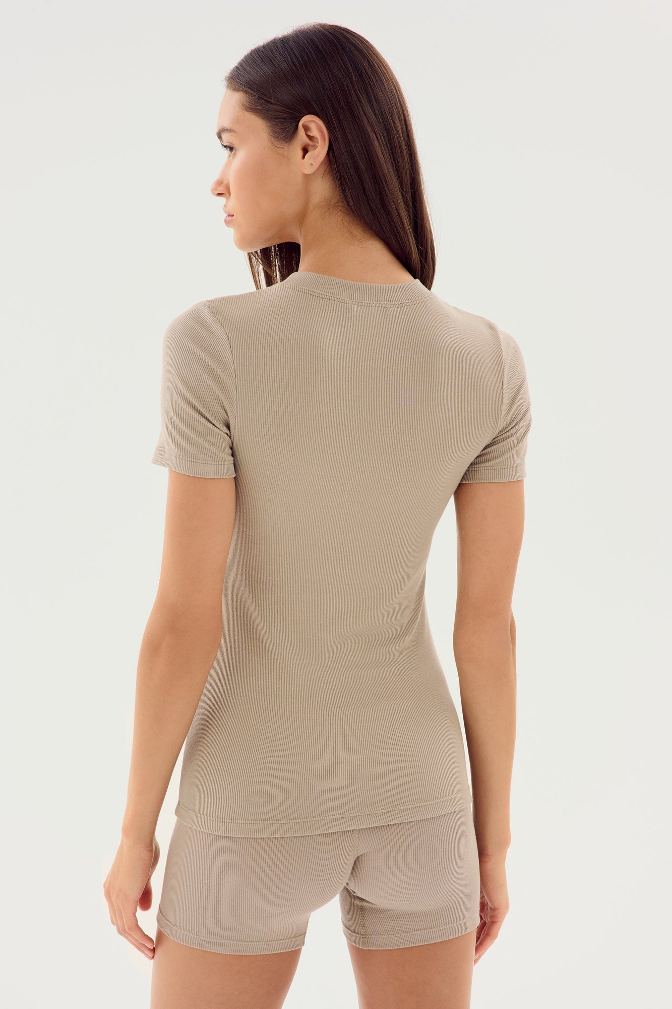 Louise Rib Short Sleeve | Latte