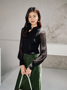 Chinese Style Pullover Sweater | Black