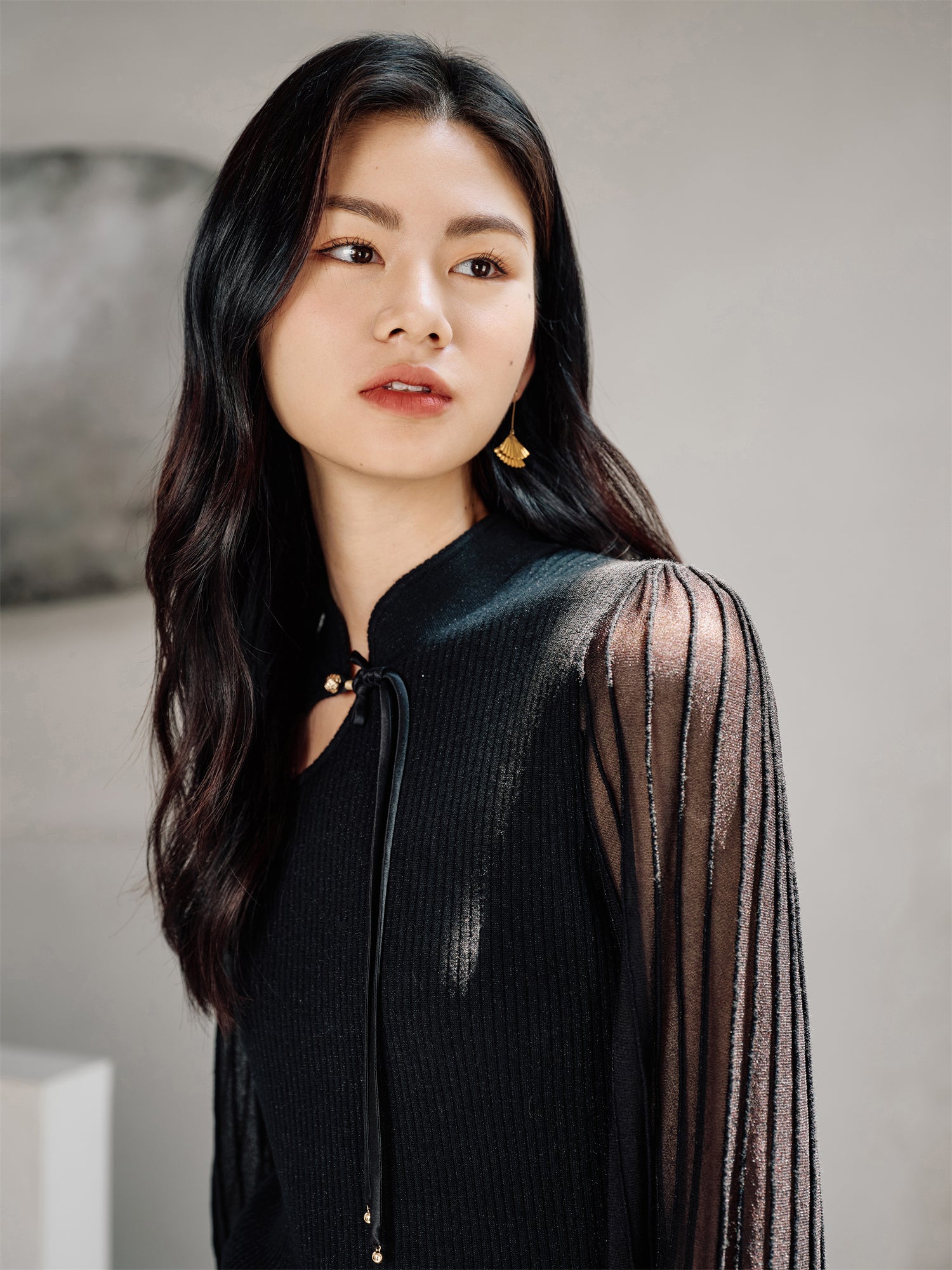 Chinese Style Pullover Sweater | Black