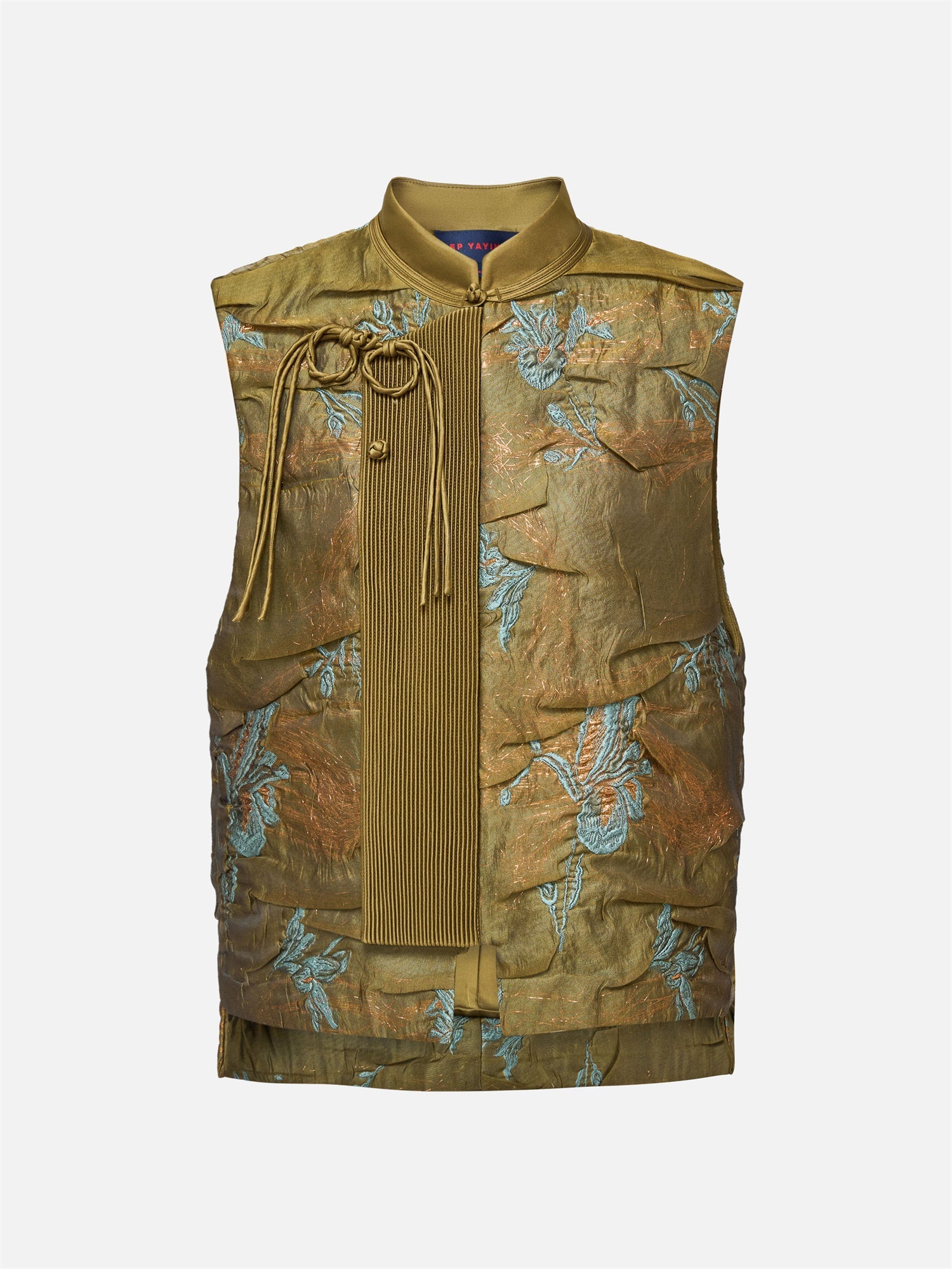 Brocade Chinese Vest | White Orchid Gold