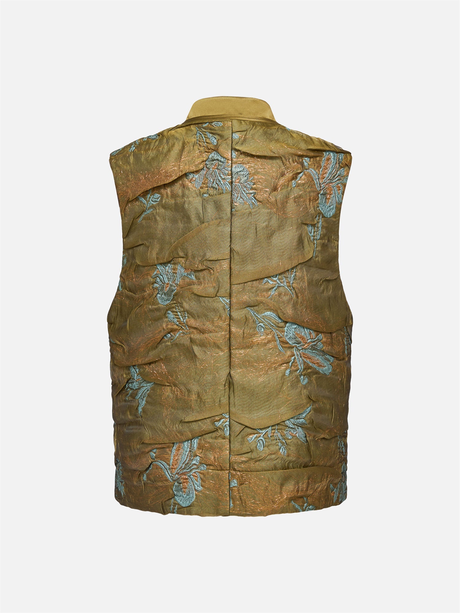 Brocade Chinese Vest | White Orchid Gold