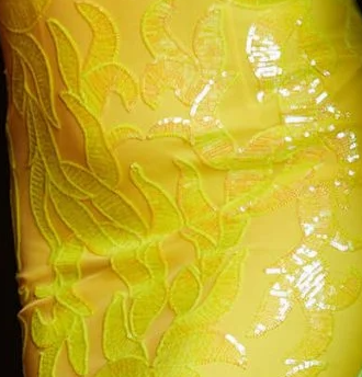 High Slit Sequin Embellished Gown | Yellow
