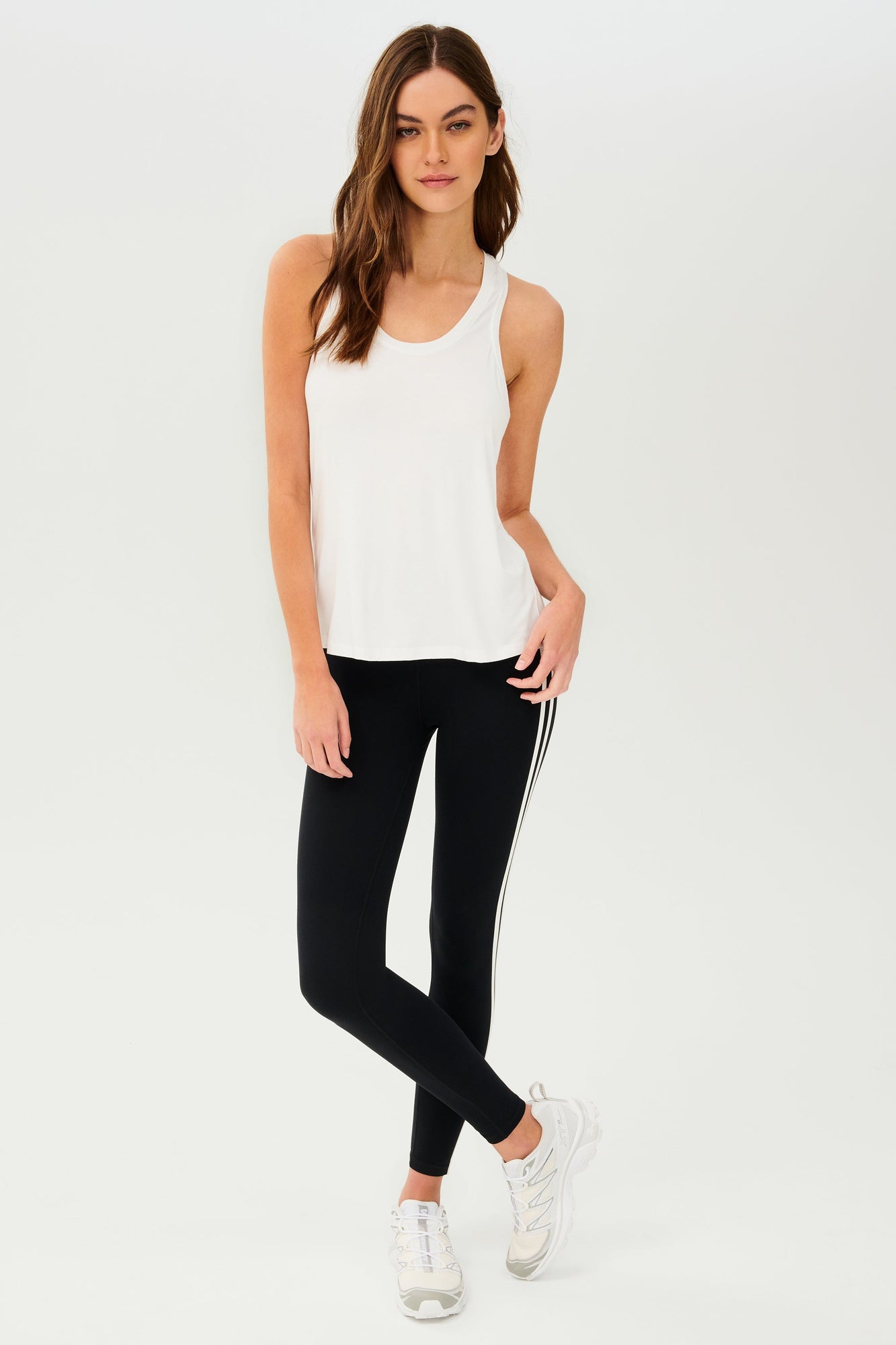 Toni Scoop Neck Jersey Tank | White