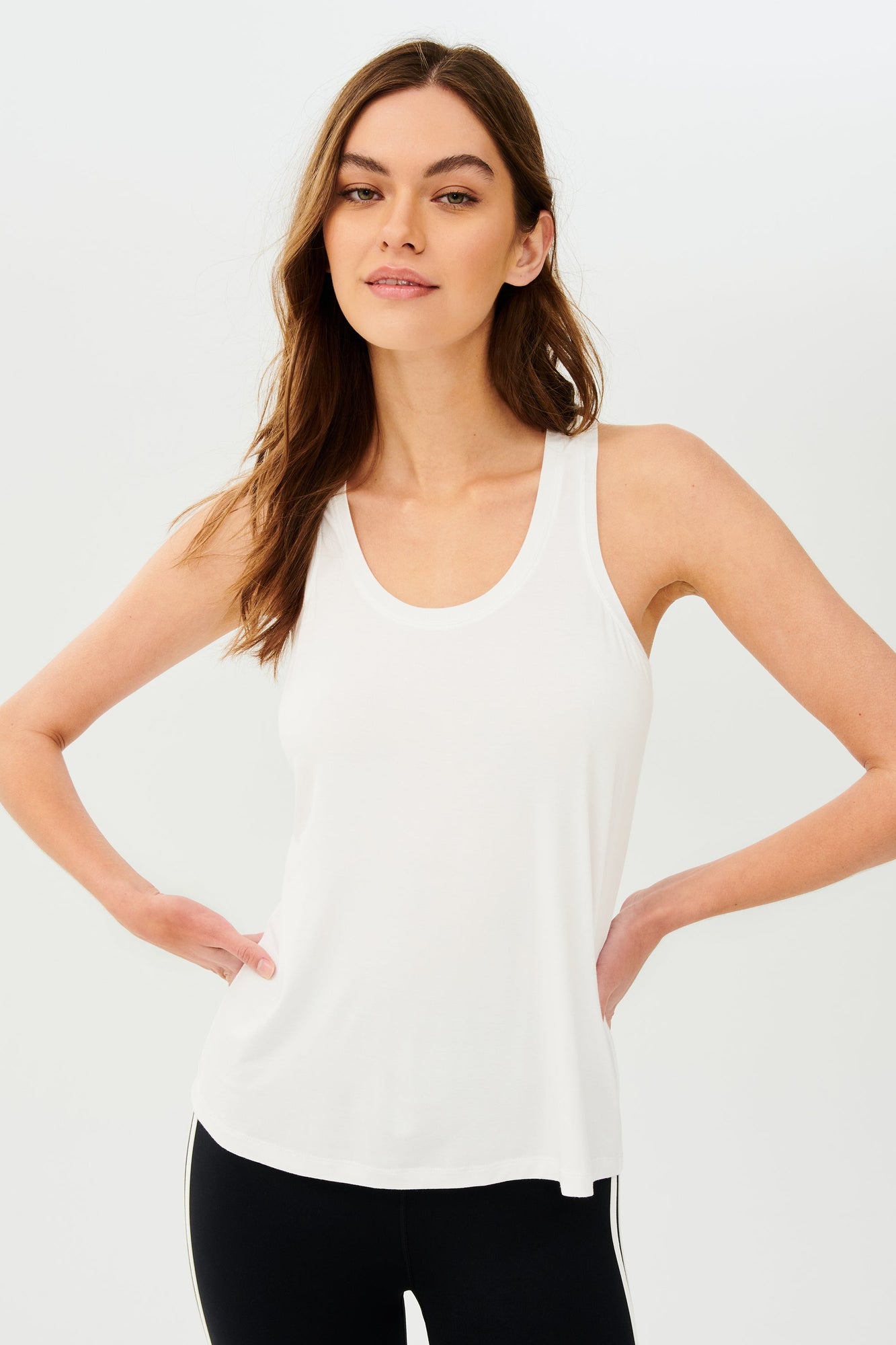 Toni Scoop Neck Jersey Tank | White