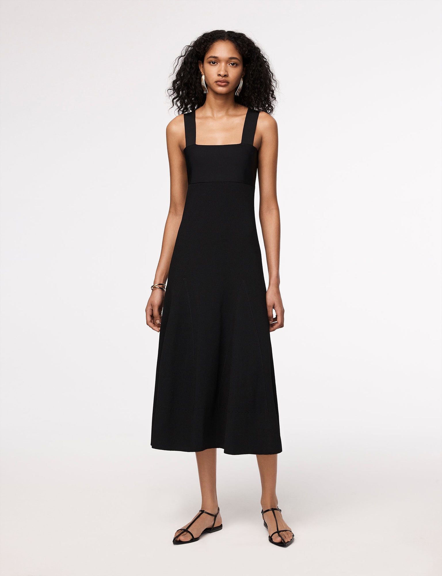 Another Tomorrow Flare Knit Dress in Black – Viscose Women's Dress