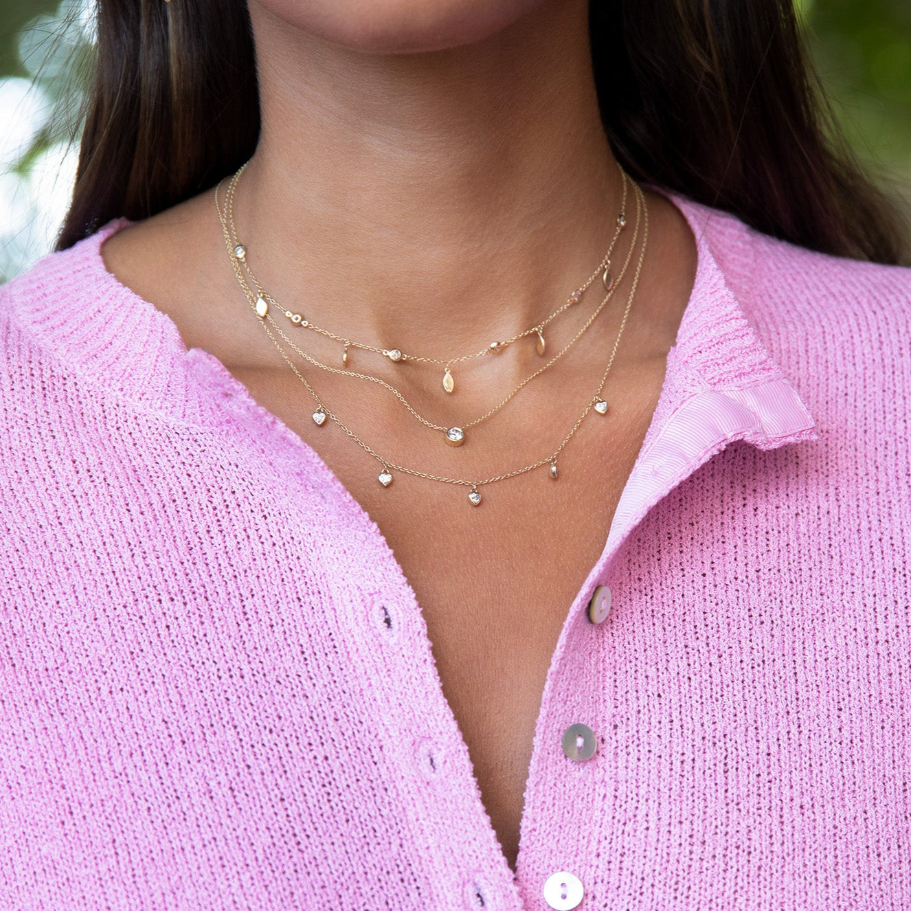 0.41 CT Diamond | Bezel X Solid Marquise Shaker Necklace | 14K Yellow Gold