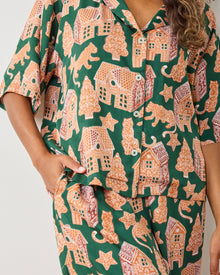 Gingerbread Party - Eco Satin Wildest Dreams Set - Hunter Green - Printfresh