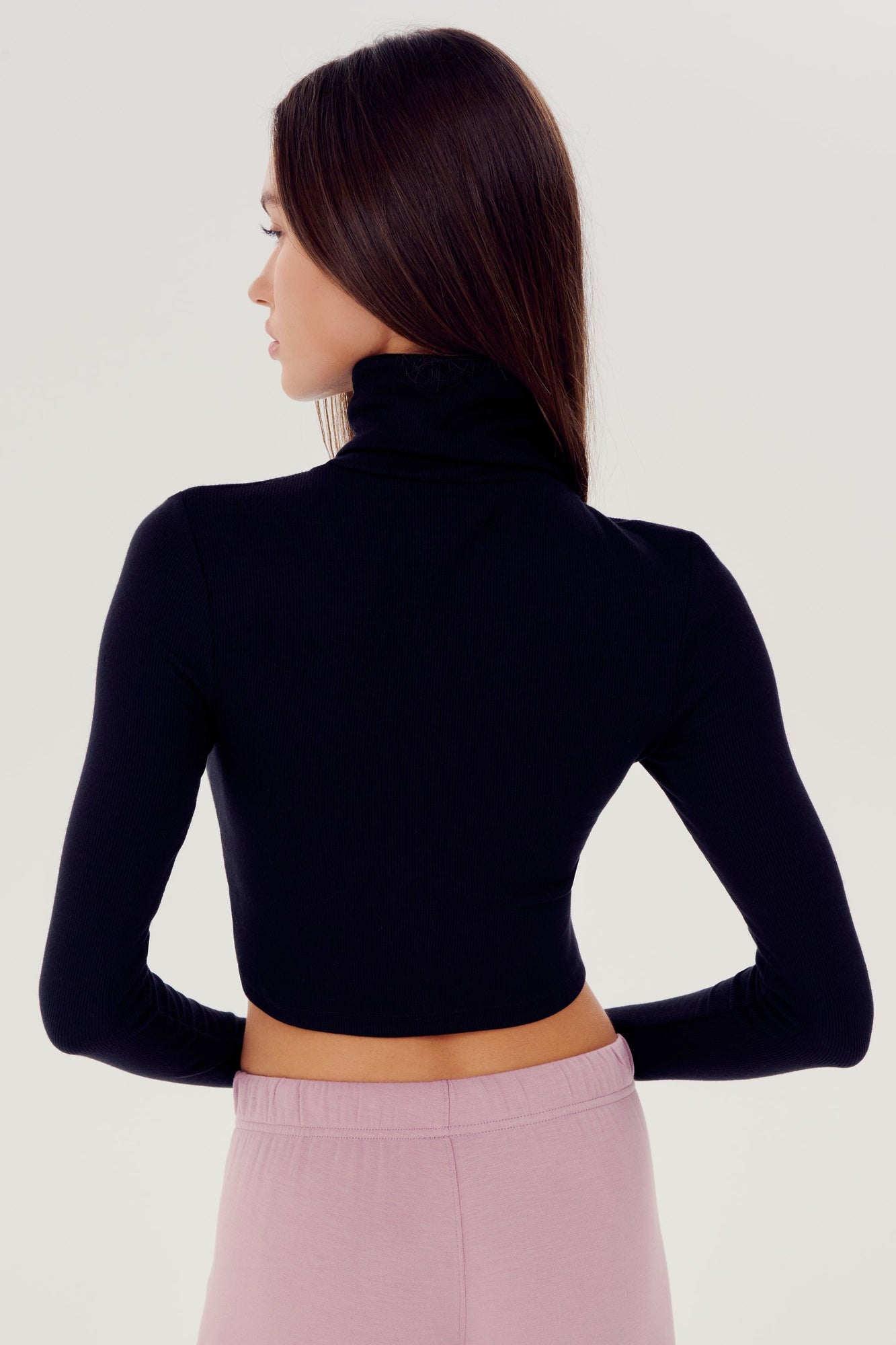 Jackson Rib Cropped Turtleneck | Black
