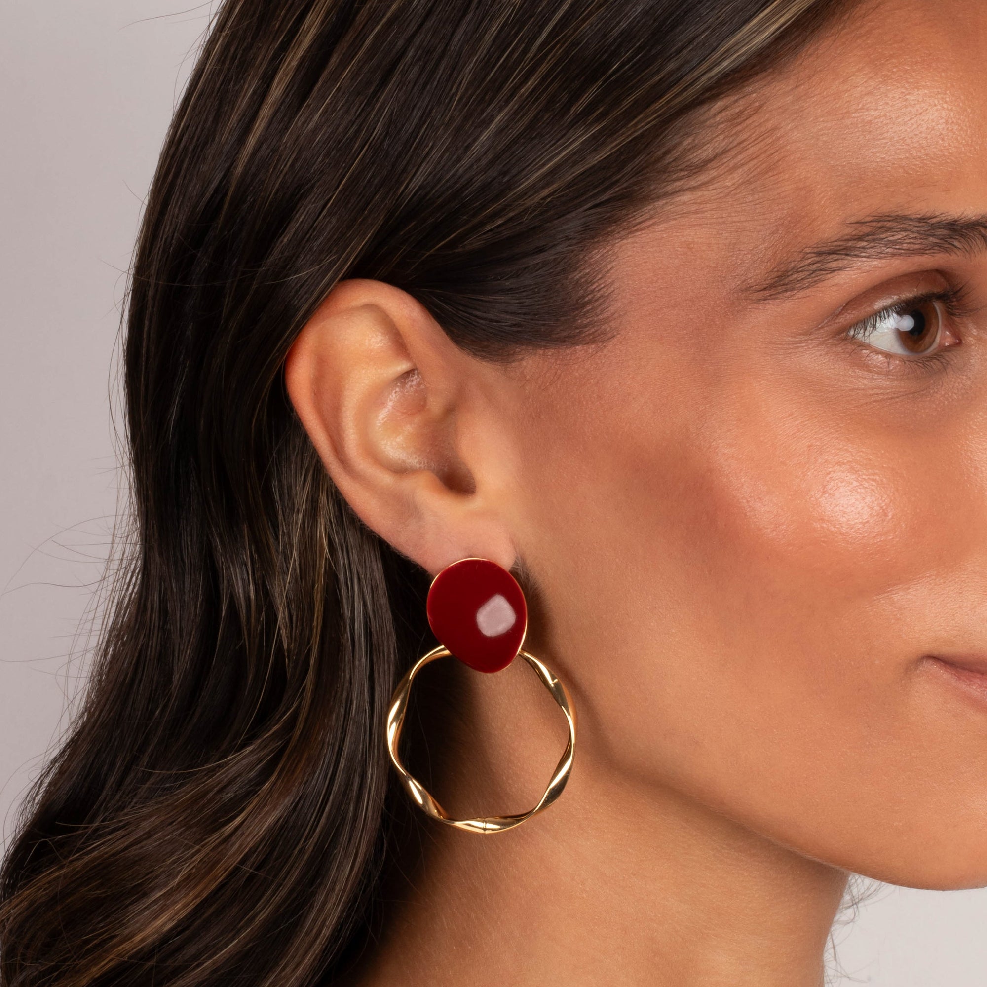 Colored Teardrop Twist Hoop Stud Earrings - Adina's Jewels