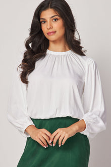 Elastic Shirred Top - White