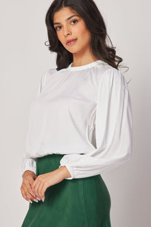 Elastic Shirred Top - White