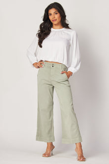 Saige Wide Leg Crop - Sweet Sage