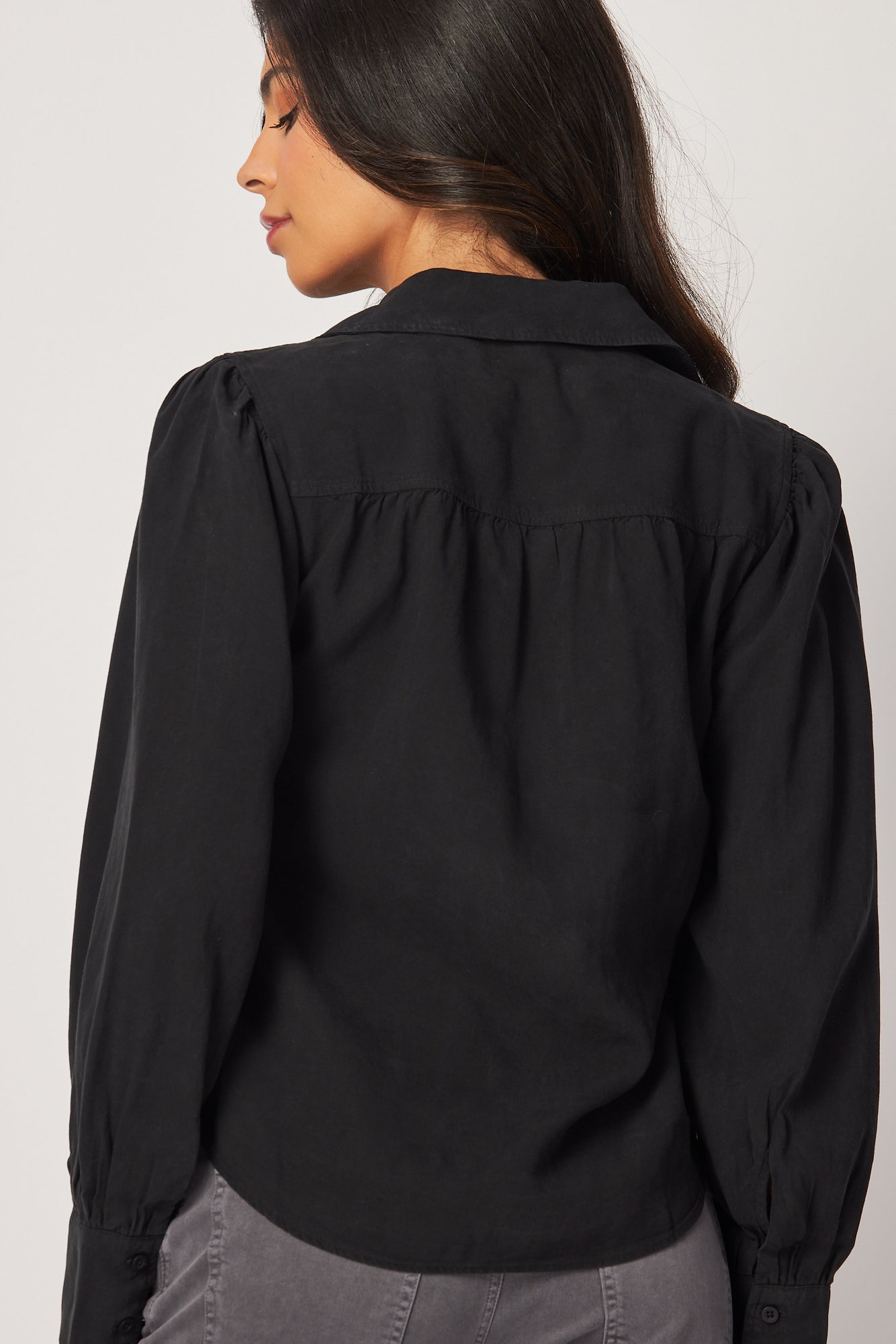 Pin Tucked Button Down - Vintage Black