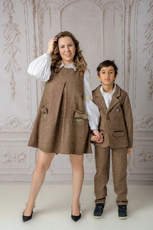 Boys | Herringbone Tweed Jacket | Brown