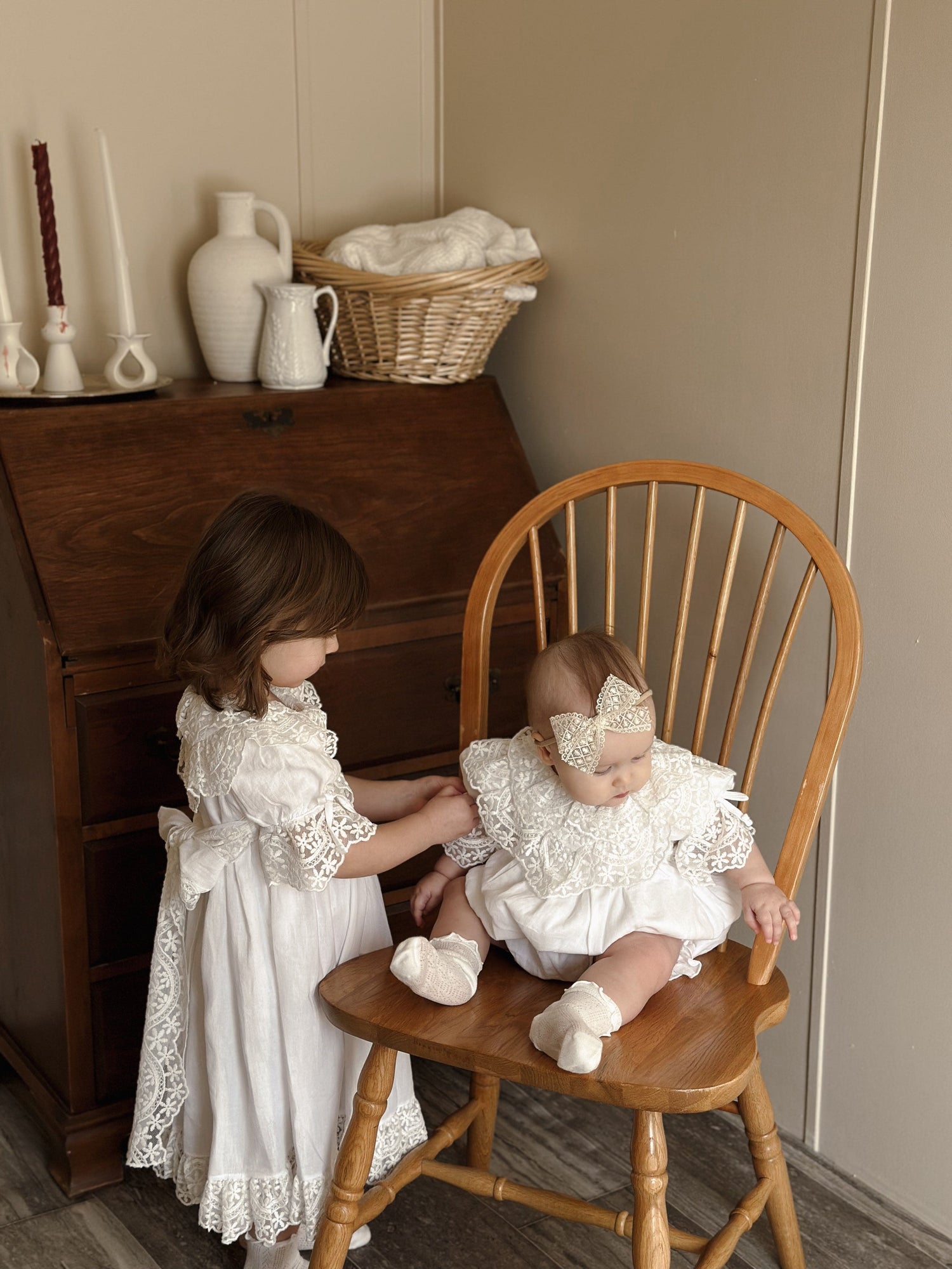 Girl | Katherine Embroidered Linen Romper | White