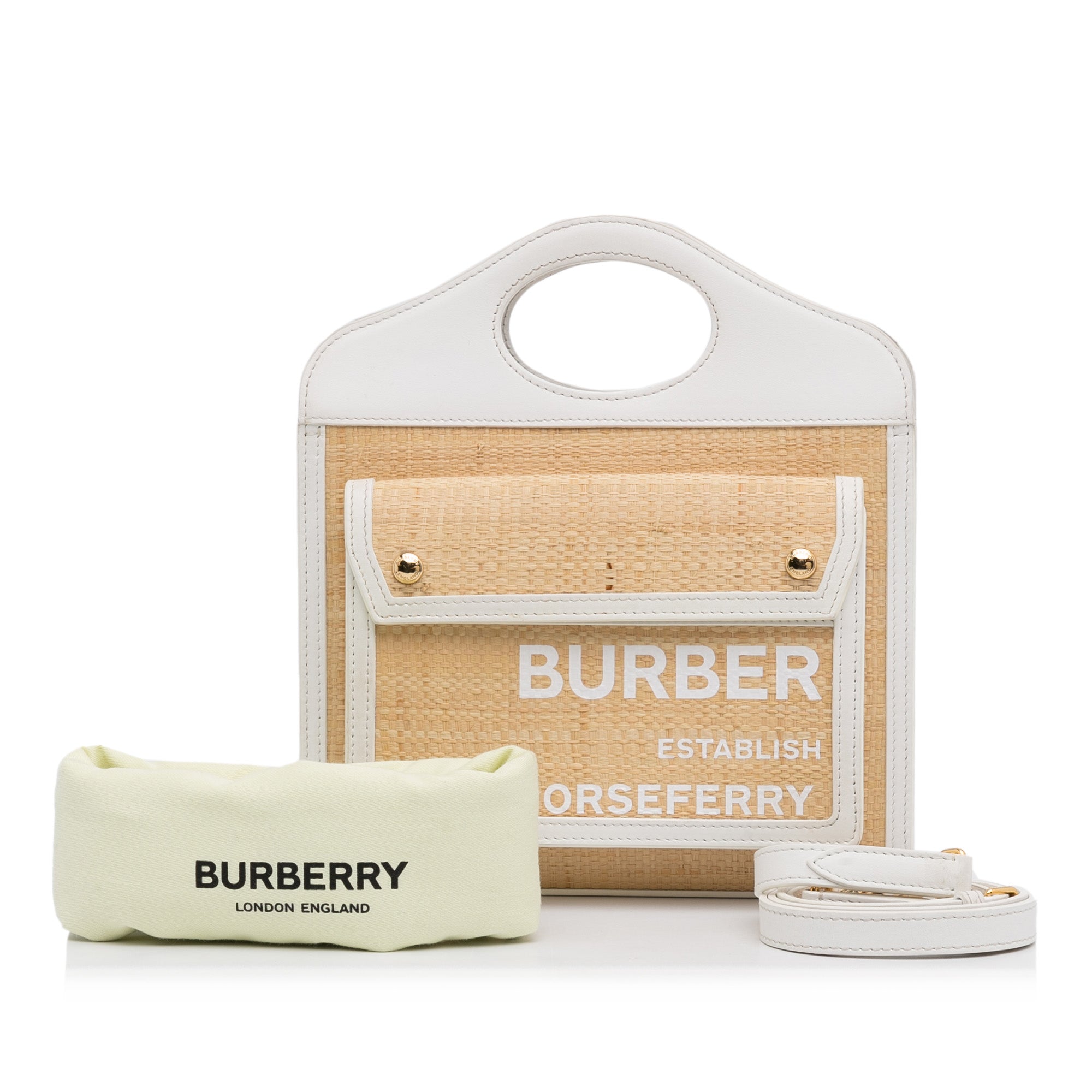 Burberry | Pre-Owned Pocket Raffia Satchel | Brown/Beige