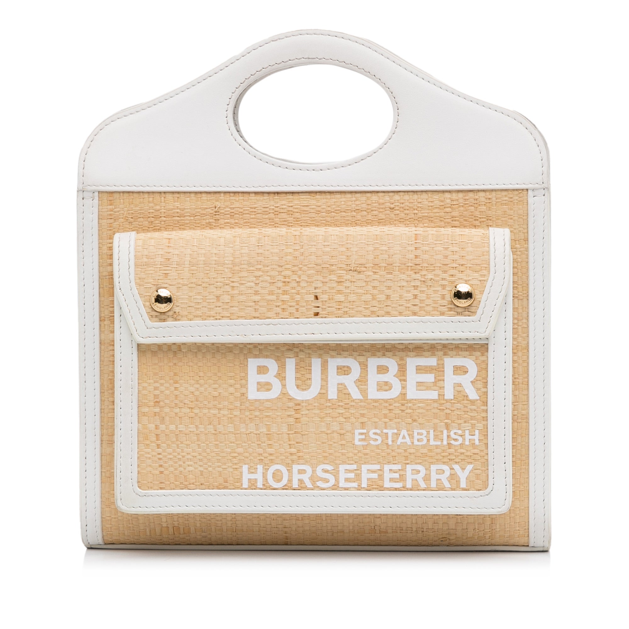 Burberry | Pre-Owned Pocket Raffia Satchel | Brown
