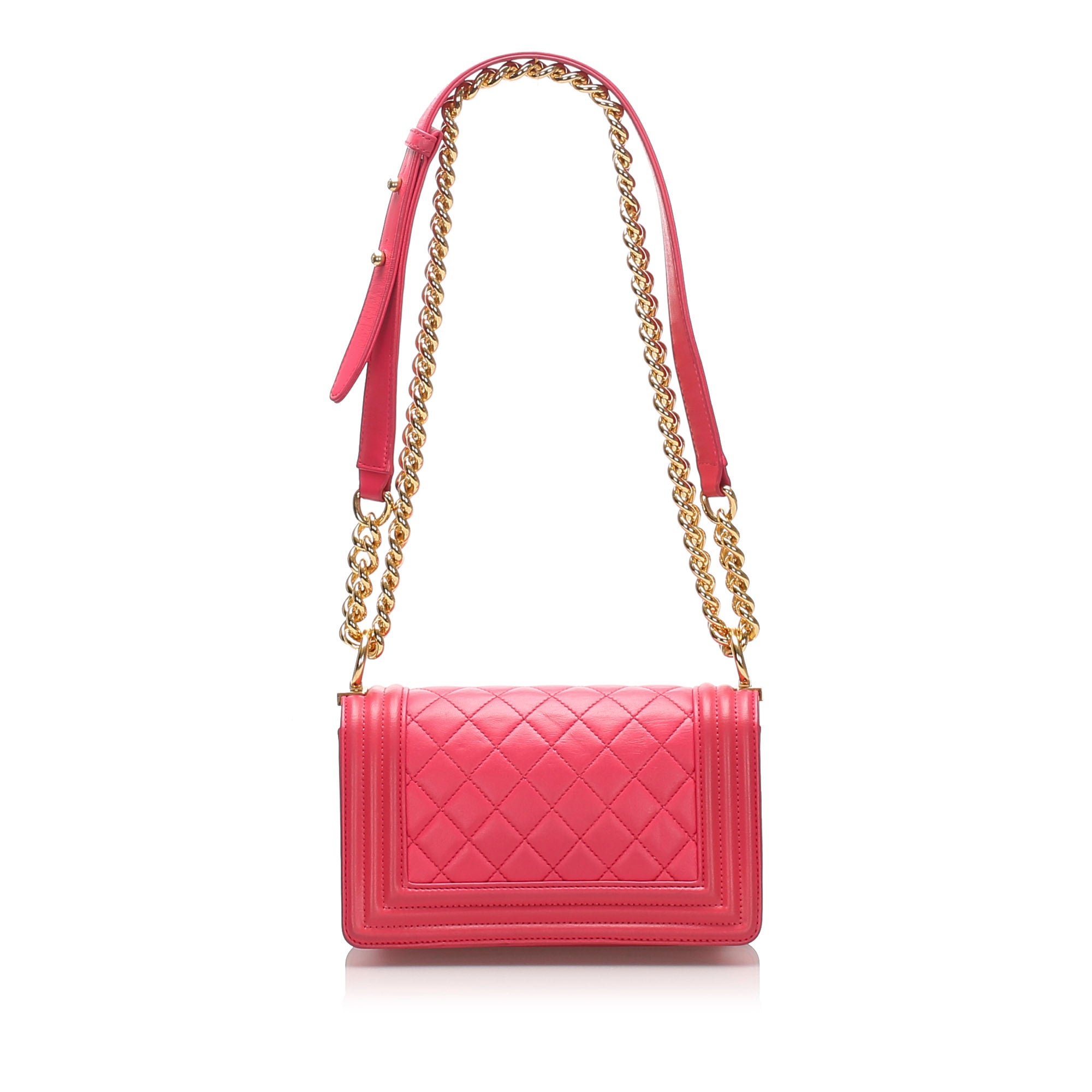 Chanel Pre-Owned Small Quilted Lambskin Boy Bag | Women | Pink x Dark Pink