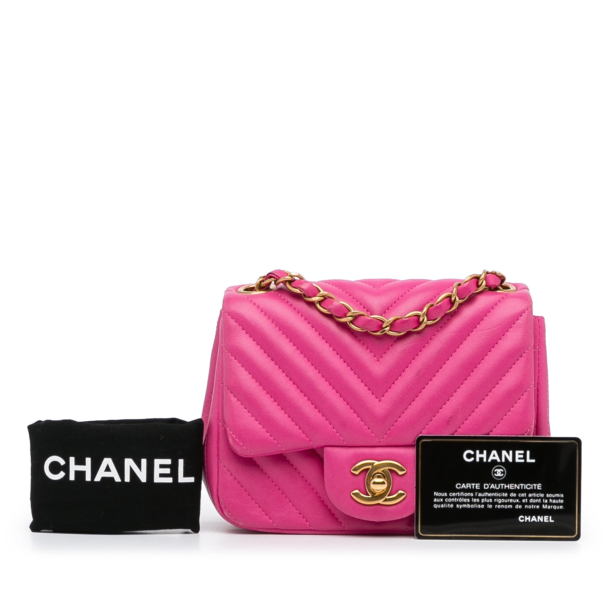 Chanel | Pre-Owned Mini Square Classic Chevron Lambskin Single Flap - II | Pink