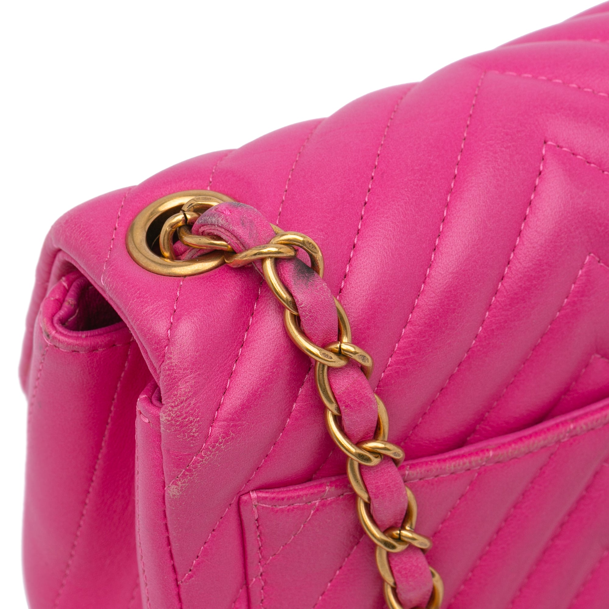 Chanel | Pre-Owned Mini Square Classic Chevron Lambskin Single Flap - II | Pink