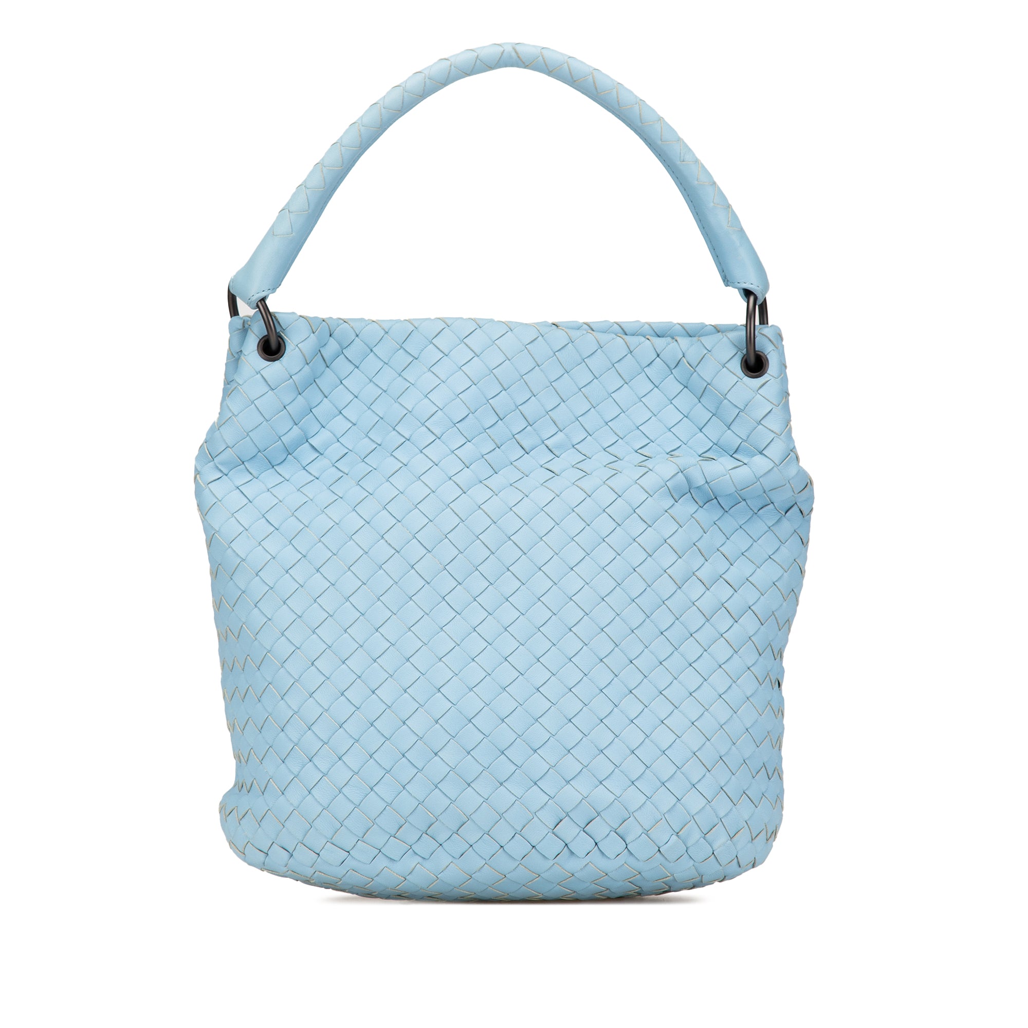 Bottega Veneta | Pre-Owned Nappa Intrecciato Bucket Bag | Blue/Light Blue