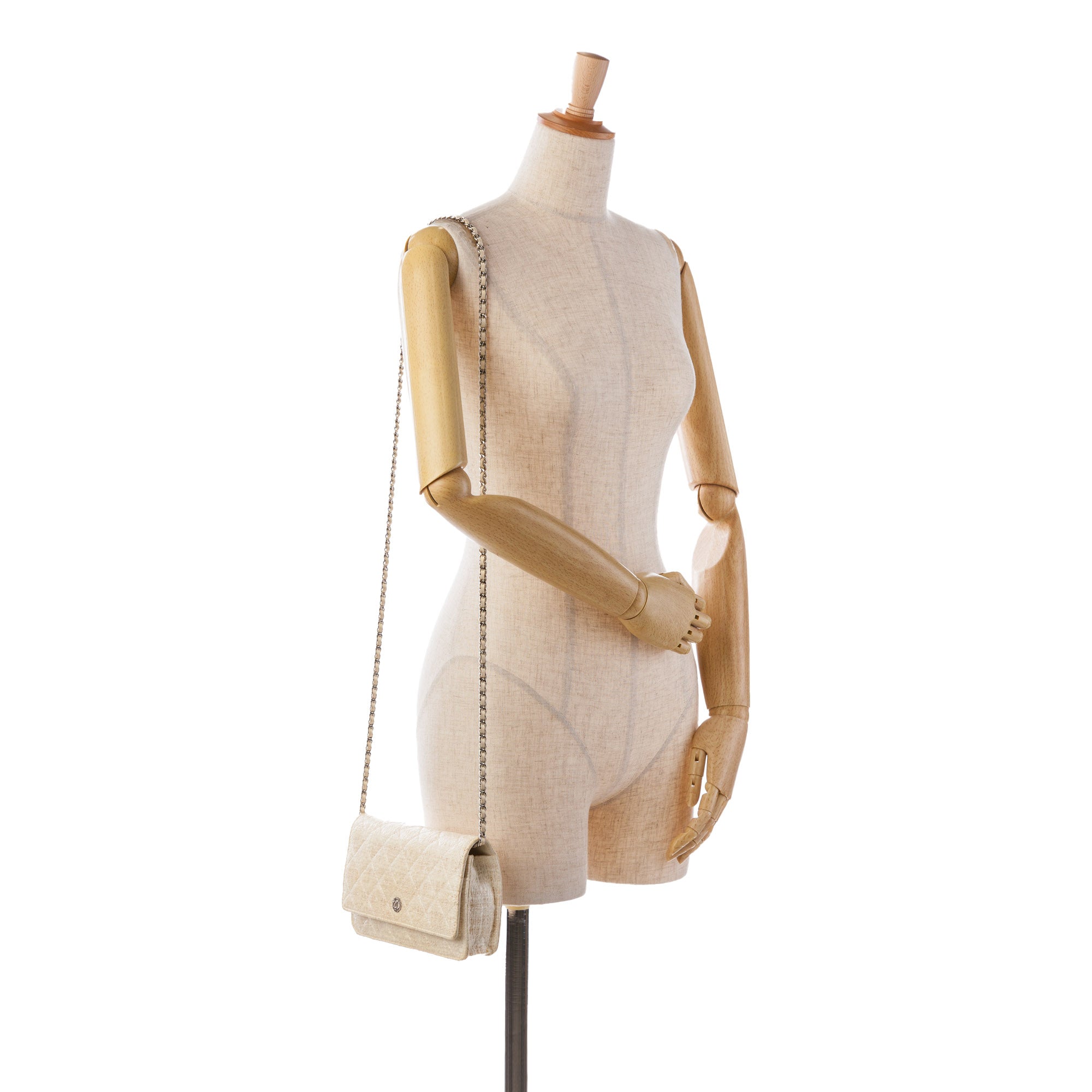 Chanel | Pre-Owned CC Coated Tweed Wallet On Chain - I | Brown/Beige