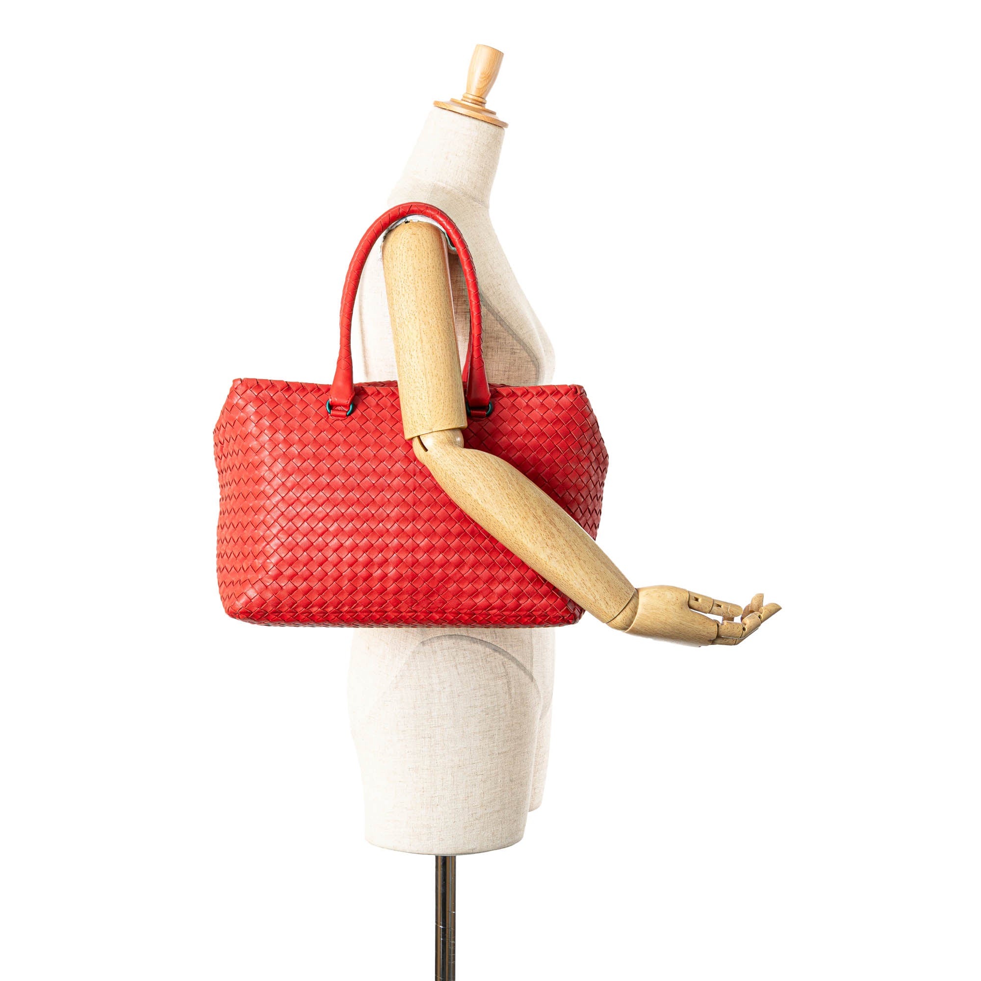 Bottega Veneta | Pre-Owned Nappa Intrecciato Brick Tote | Red
